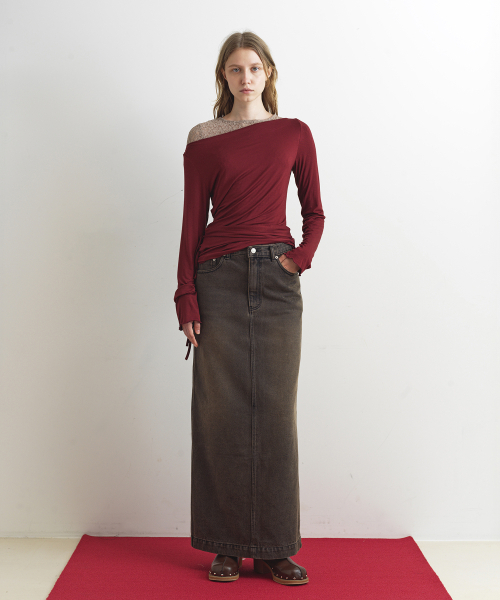 AOPT(アオプト)の「BOAT NECK TWO WAY STRAP TOP - WINE(Tシャツ/カットソー・レディース・その他・SMALL/MEDIUM)」の2枚目の写真