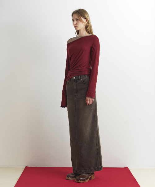 AOPT（アオプト）の「BOAT NECK TWO WAY STRAP TOP - WINE（Tシャツ/カットソー・レディース・その他・SMALL/MEDIUM）」の4枚目の写真