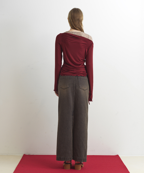 AOPT(アオプト)の「BOAT NECK TWO WAY STRAP TOP - WINE(Tシャツ/カットソー・レディース・その他・SMALL/MEDIUM)」の5枚目の写真