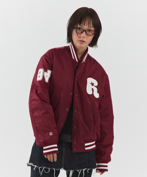 PARAKEET(パラキート)の「リバーシブルベースボールジャケット(ワイン)(スタジャン・レディース・レンガ・MEDIUM/LARGE)」の1枚目の写真