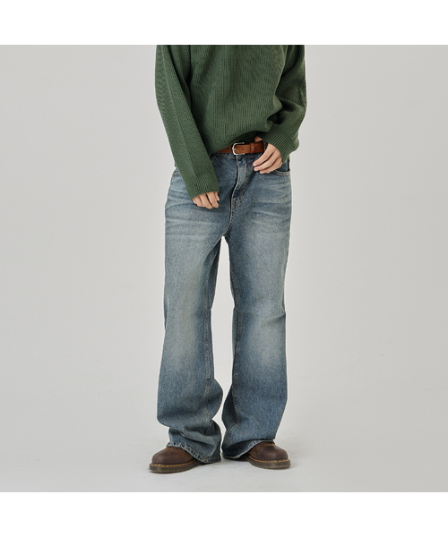 THE-ABON(エイボン)の「イチワイドブーツカットブルー(デニムパンツ・メンズ・ブルー・MEDIUM/LARGE/SMALL)」の1枚目の写真