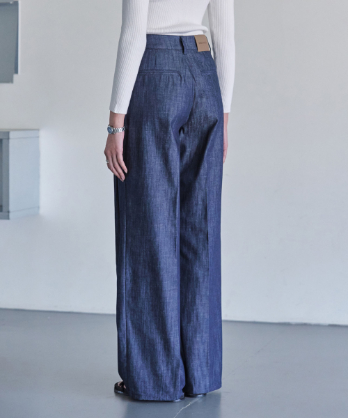 DECET WOMEN（デケット ウーマン）の「[リネンライク]2Pleats Wide Pants DCWPT012CPIndigo（デニムパンツ・レディース・その他・SMALL/MEDIUM/LARGE/X-SMALL）」の4枚目の写真