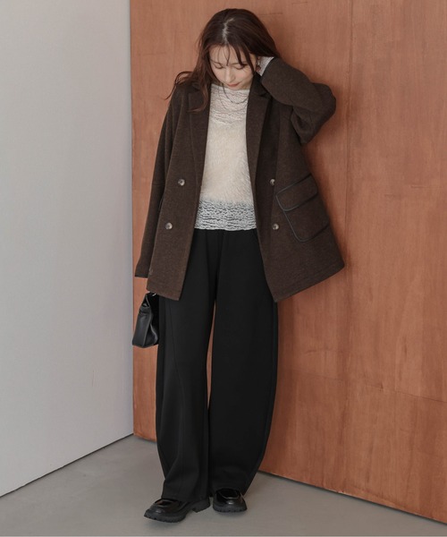 AMELY(エミリー)の「裏起毛 パネルライン フリース カーブパンツ(スウェットパンツ・レディース・カーキ/ブラック/グレー/ベージュ/モカ・フリー)」の17枚目の写真