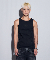 BLR（ビーエルアール）の「Logo Rivet Sleeveless Black（Tシャツ/カットソー）」