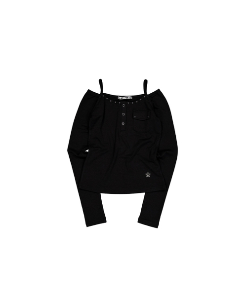 SETUP-EXE（セットアップイーエックスイー）の「SLEEVELESS LAYERED TOP / BLACK（Tシャツ/カットソー・レディース・その他・OS）」の2枚目の写真
