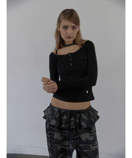 SETUP-EXE（セットアップイーエックスイー）の「SLEEVELESS LAYERED TOP / BLACK（Tシャツ/カットソー・レディース・その他・OS）」の6枚目の写真
