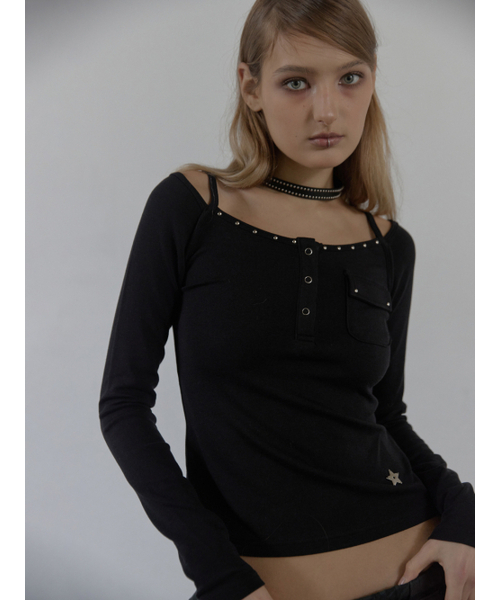 SETUP-EXE（セットアップイーエックスイー）の「SLEEVELESS LAYERED TOP / BLACK（Tシャツ/カットソー・レディース・その他・OS）」の9枚目の写真