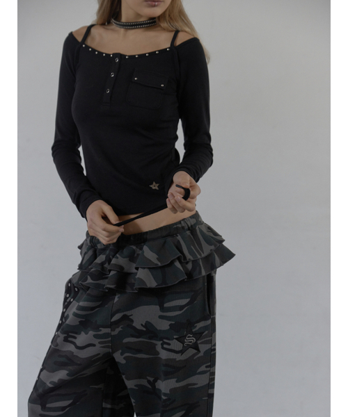 SETUP-EXE（セットアップイーエックスイー）の「SLEEVELESS LAYERED TOP / BLACK（Tシャツ/カットソー・レディース・その他・OS）」の10枚目の写真