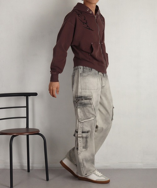 WESTSEA(ウエストシー)の「ケミカル加工 トライバル刺繍 ZIPパーカー(パーカー・メンズ・チャコール/ブラウン・M/L)」の13枚目の写真