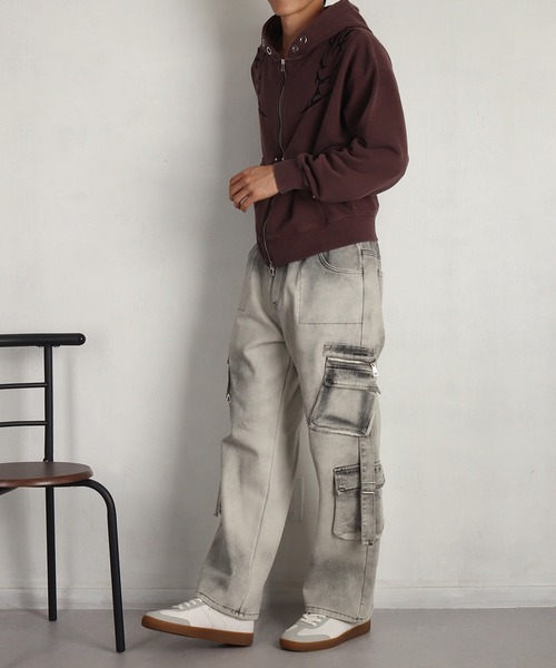 WESTSEA(ウエストシー)の「ケミカル加工 トライバル刺繍 ZIPパーカー(パーカー・メンズ・チャコール/ブラウン・M/L)」の11枚目の写真