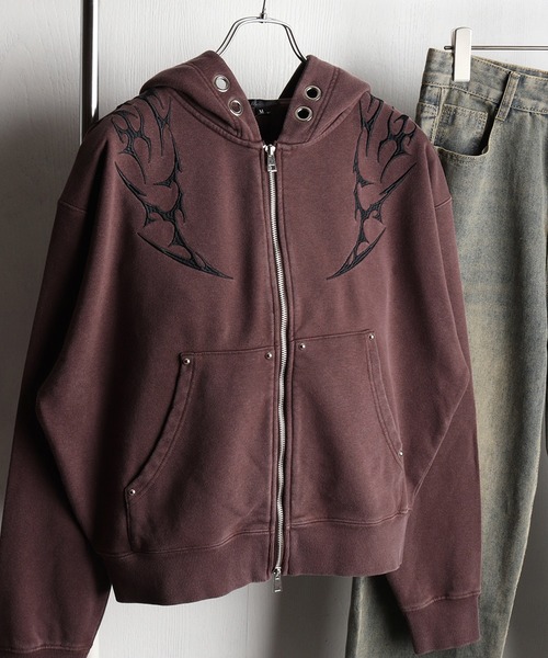 WESTSEA(ウエストシー)の「ケミカル加工 トライバル刺繍 ZIPパーカー(パーカー・メンズ・チャコール/ブラウン・M/L)」の17枚目の写真