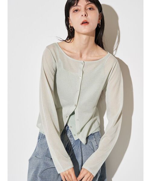 ELENDEEK（エレンディーク）の「マルチキャミセットニット（カーディガン/ボレロ・レディース・チャコールグレー/イエロー/ミント・FREE）」の2枚目の写真