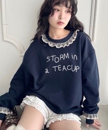 フリルネック手書きロゴプルオーバー