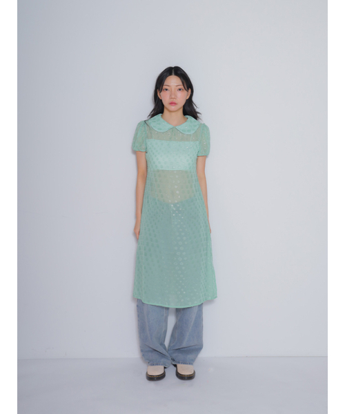BOMNAL BOUTIQUE(ボムナルブティック)の「ドットミディドレス_グリーン(ワンピース・レディース・その他・SMALL/MEDIUM)」の1枚目の写真