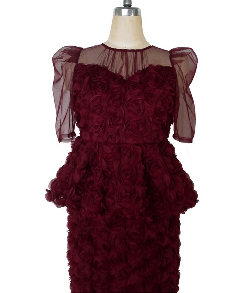 My shawty（ﾏｲｼｬｳﾃｨｰ）の「rose peplum set dress（ドレス・レディース・ブラック/レッド/アイボリー・FREE）」の19枚目の写真