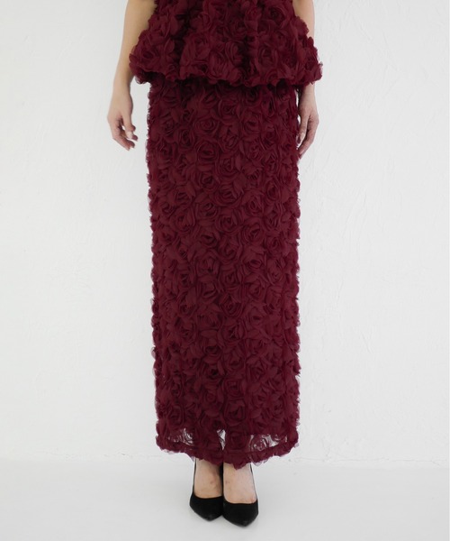 My shawty（ﾏｲｼｬｳﾃｨｰ）の「rose peplum set dress（ドレス・レディース・ブラック/レッド/アイボリー・FREE）」の17枚目の写真