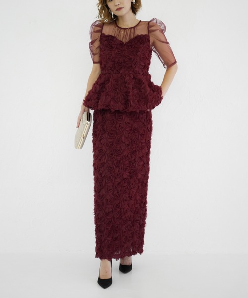 My shawty（ﾏｲｼｬｳﾃｨｰ）の「rose peplum set dress（ドレス・レディース・ブラック/レッド/アイボリー・FREE）」の15枚目の写真