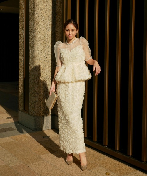 My shawty（ﾏｲｼｬｳﾃｨｰ）の「rose peplum set dress（ドレス・レディース・ブラック/レッド/アイボリー・FREE）」の8枚目の写真