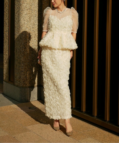 My shawty（ﾏｲｼｬｳﾃｨｰ）の「rose peplum set dress（ドレス・レディース・ブラック/レッド/アイボリー・FREE）」の13枚目の写真