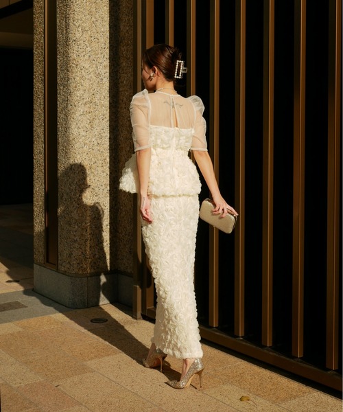 My shawty（ﾏｲｼｬｳﾃｨｰ）の「rose peplum set dress（ドレス・レディース・ブラック/レッド/アイボリー・FREE）」の9枚目の写真