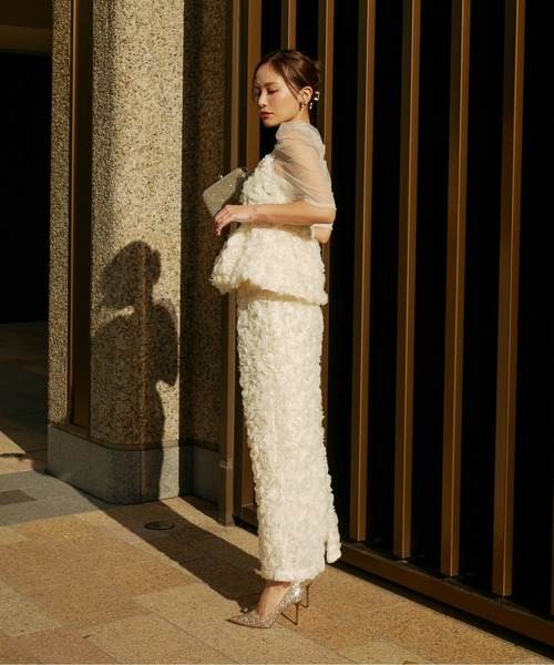 My shawty（ﾏｲｼｬｳﾃｨｰ）の「rose peplum set dress（ドレス・レディース・ブラック/レッド/アイボリー・FREE）」の11枚目の写真