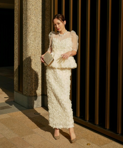 My shawty（ﾏｲｼｬｳﾃｨｰ）の「rose peplum set dress（ドレス・レディース・ブラック/レッド/アイボリー・FREE）」の10枚目の写真