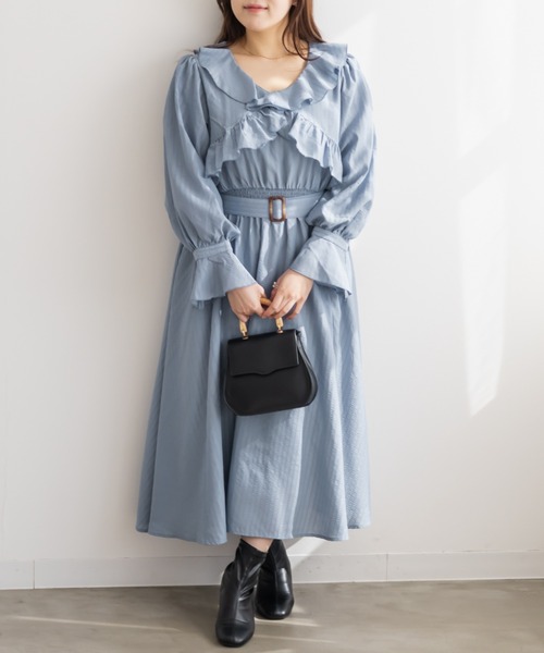 CLETTE（クレット）の「CLETTEオリジナルクロスフリルデザインワンピース（ワンピース・レディース・ネイビー/ブルー・3L/LL/4L）」の8枚目の写真