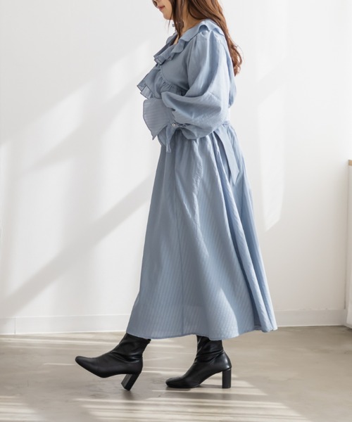 CLETTE（クレット）の「CLETTEオリジナルクロスフリルデザインワンピース（ワンピース・レディース・ネイビー/ブルー・3L/LL/4L）」の10枚目の写真