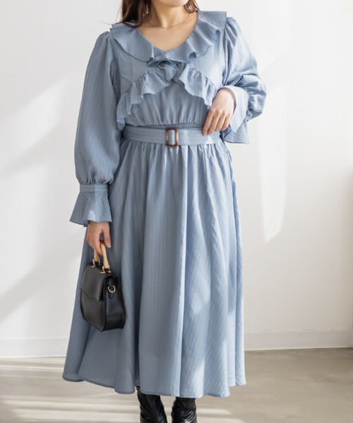 CLETTE（クレット）の「CLETTEオリジナルクロスフリルデザインワンピース（ワンピース・レディース・ネイビー/ブルー・3L/LL/4L）」の7枚目の写真