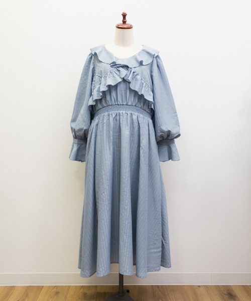 CLETTE（クレット）の「CLETTEオリジナルクロスフリルデザインワンピース（ワンピース・レディース・ネイビー/ブルー・3L/LL/4L）」の11枚目の写真