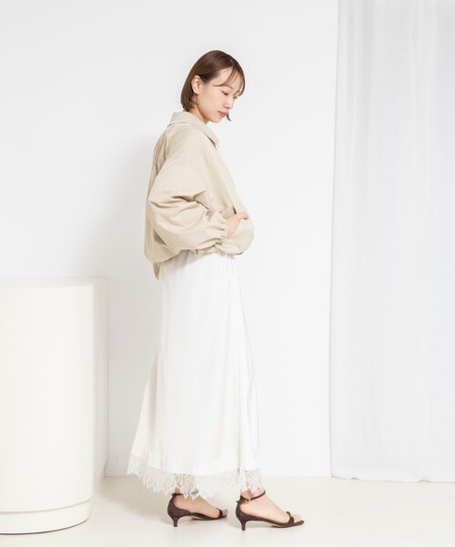 NOLLEY’S Sophi(ノーリーズソフィ)の「ウォッシャブル裾レースサテンナロースカート(スカート・レディース・ブラック/オフホワイト・38/36)」の19枚目の写真