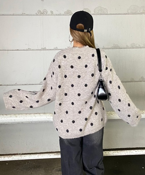 non-hedge（ノンヘッジ）の「ドット柄ニットトップス（ニット/セーター・レディース・グレー/オフホワイト/モカ・FREE）」の19枚目の写真
