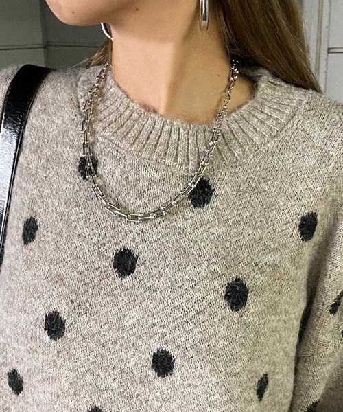 non-hedge（ノンヘッジ）の「ドット柄ニットトップス（ニット/セーター・レディース・グレー/オフホワイト/モカ・FREE）」の22枚目の写真