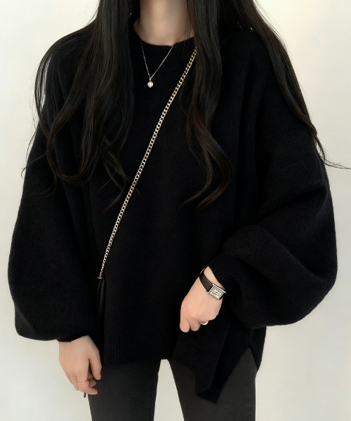 ONEP STAR(ワンピスター)の「ゆったりニットプルオーバー(ニット/セーター・レディース・ブラック/グレー/ワインレッド/ダークブラウン/ベージュ・FREE)」の1枚目の写真