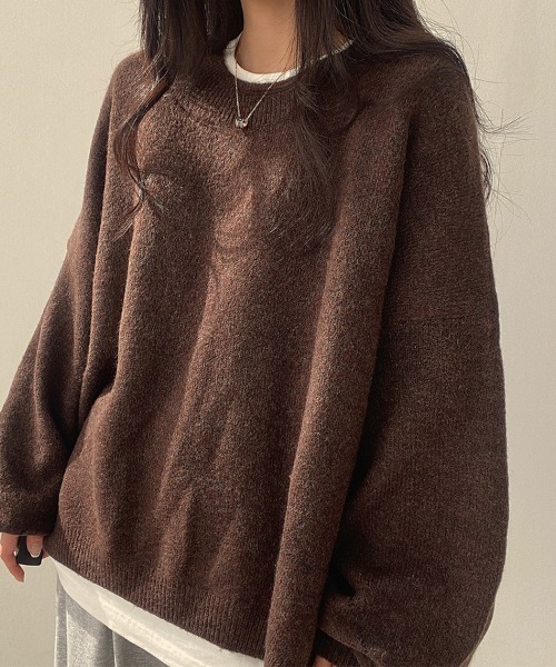 ONEP STAR(ワンピスター)の「ゆったりニットプルオーバー(ニット/セーター・レディース・ブラック/グレー/ワインレッド/ダークブラウン/ベージュ・FREE)」の7枚目の写真