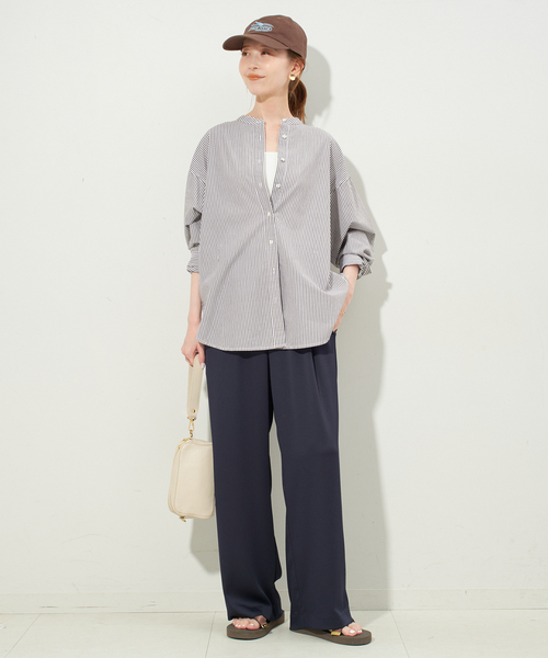 ROYAL NAVY(ロイヤルネイビー)の「《追加2》ROYAL NAVY/ロイヤルネイビー SLOBE別注 バンドカラーシャツ(シャツ/ブラウス・レディース・ライトイエロー/ブラウン/グリーン系その他・FREE)」の4枚目の写真
