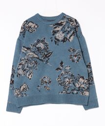【many men many mind】モヘアタッチ総柄ルーズシルエットジャガードクルーネック