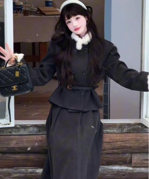 gossip！ロサンゼルス（ゴシップロサンゼルス）の「配色ジャケット上品ツイードセットアップドレス（セットアップ・レディース・グレー・M/L）」の9枚目の写真