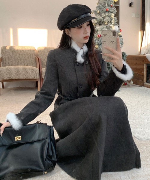 gossip！ロサンゼルス（ゴシップロサンゼルス）の「配色ジャケット上品ツイードセットアップドレス（セットアップ・レディース・グレー・M/L）」の5枚目の写真