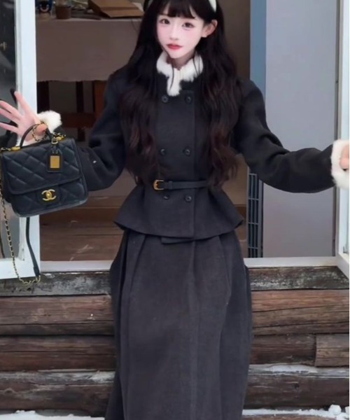 gossip！ロサンゼルス（ゴシップロサンゼルス）の「配色ジャケット上品ツイードセットアップドレス（セットアップ・レディース・グレー・M/L）」の12枚目の写真