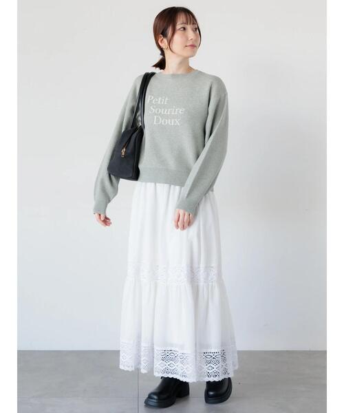 Te chichi TERRASSE（テチチテラス）の「フロントロゴニットプルオーバー（ニット/セーター・レディース・ベージュ/オフホワイト/ネイビー/グレー・F）」の7枚目の写真