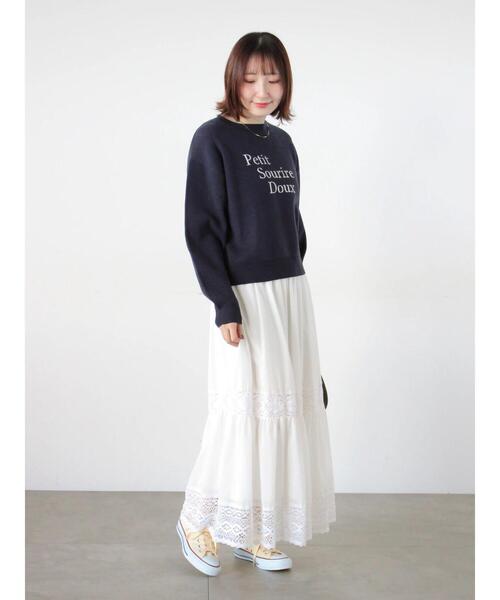 Te chichi TERRASSE（テチチテラス）の「フロントロゴニットプルオーバー（ニット/セーター・レディース・ベージュ/オフホワイト/ネイビー/グレー・F）」の18枚目の写真