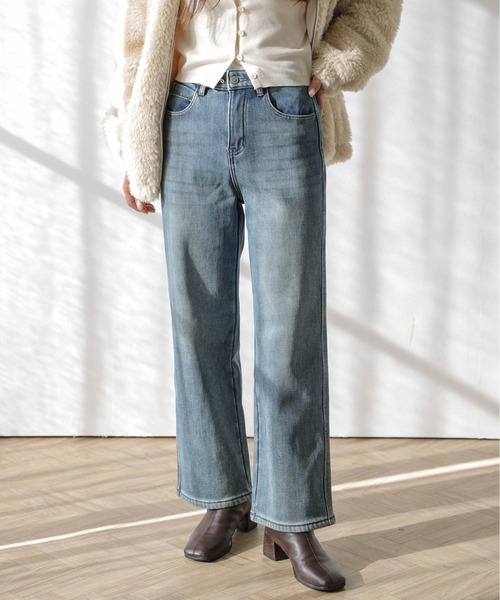 La-gemme(ラジェム)の「【裏起毛】ストレートデニムパンツ(デニムパンツ・レディース・ブルー・27/30/29/28)」の1枚目の写真