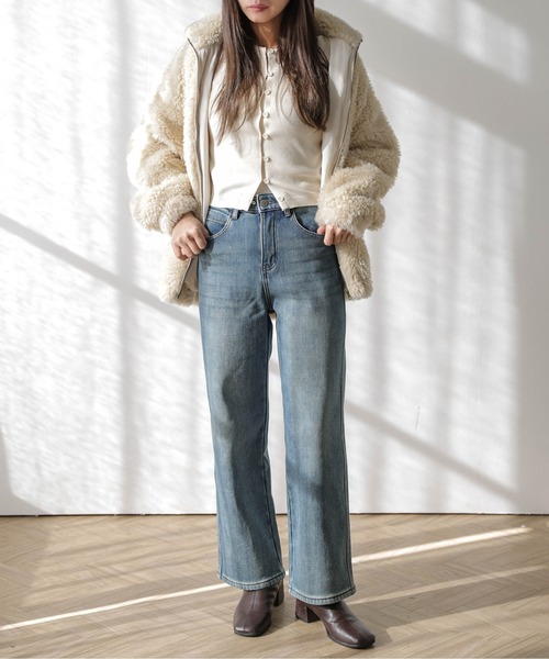 La-gemme(ラジェム)の「【裏起毛】ストレートデニムパンツ(デニムパンツ・レディース・ブルー・27/30/29/28)」の2枚目の写真