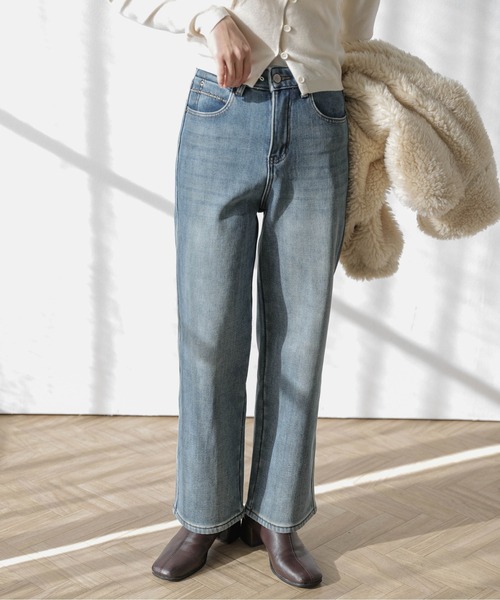 La-gemme(ラジェム)の「【裏起毛】ストレートデニムパンツ(デニムパンツ・レディース・ブルー・27/30/29/28)」の12枚目の写真