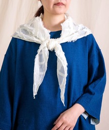 prit（プリット）の「[prit] コットンシルクフリンジチェック 三角ストール（バンダナ/スカーフ）」