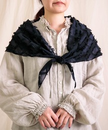 prit（プリット）の「[prit] コットンシルクフリンジチェック 三角ストール（バンダナ/スカーフ）」