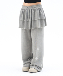 FRILL LAYERED SWEAT PANTS GREY