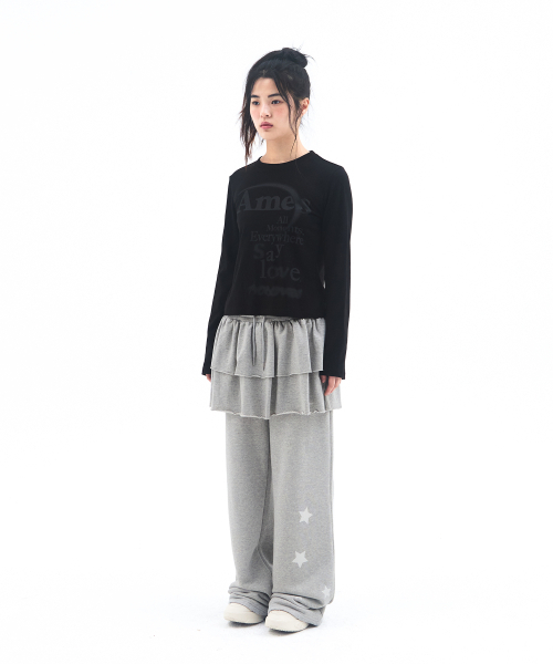 AMESWORLDWIDE(アメスワールドワイド)の「FRILL LAYERED SWEAT PANTS GREY(スウェットパンツ・レディース・その他・FREE)」の6枚目の写真
