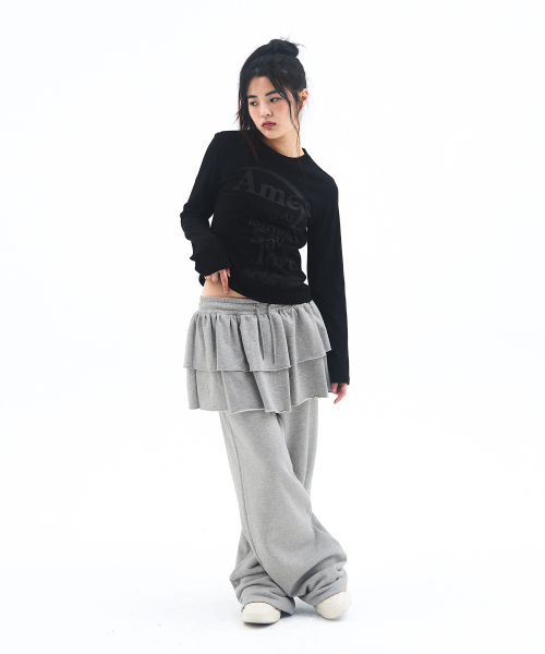 AMESWORLDWIDE(アメスワールドワイド)の「FRILL LAYERED SWEAT PANTS GREY(スウェットパンツ・レディース・その他・FREE)」の7枚目の写真